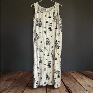 Hot Cotton by Marc Ware Dress Sz XL Maxi Linen Exotic African Tribal Print EUC